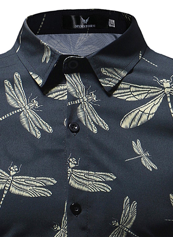 Collared Neck Long Sleeve Shirt Multicolour  - Image 4