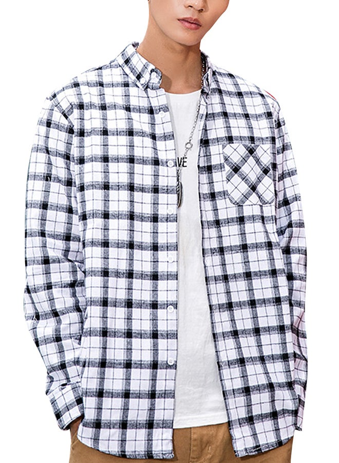 Collared Neck Long Sleeve Shirt White - Image 1