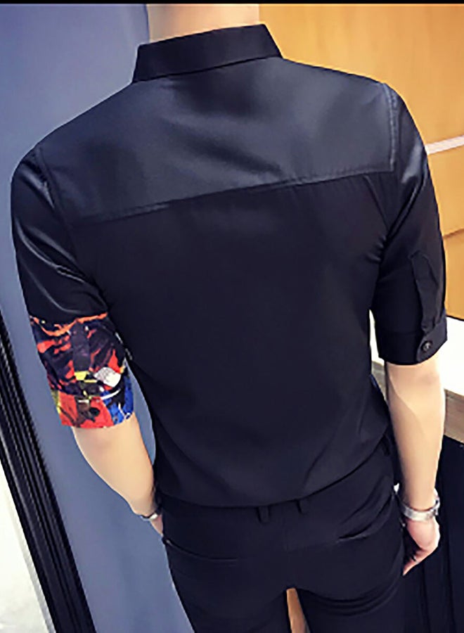 Collared Neck Long Sleeve Shirt Black - Image 2