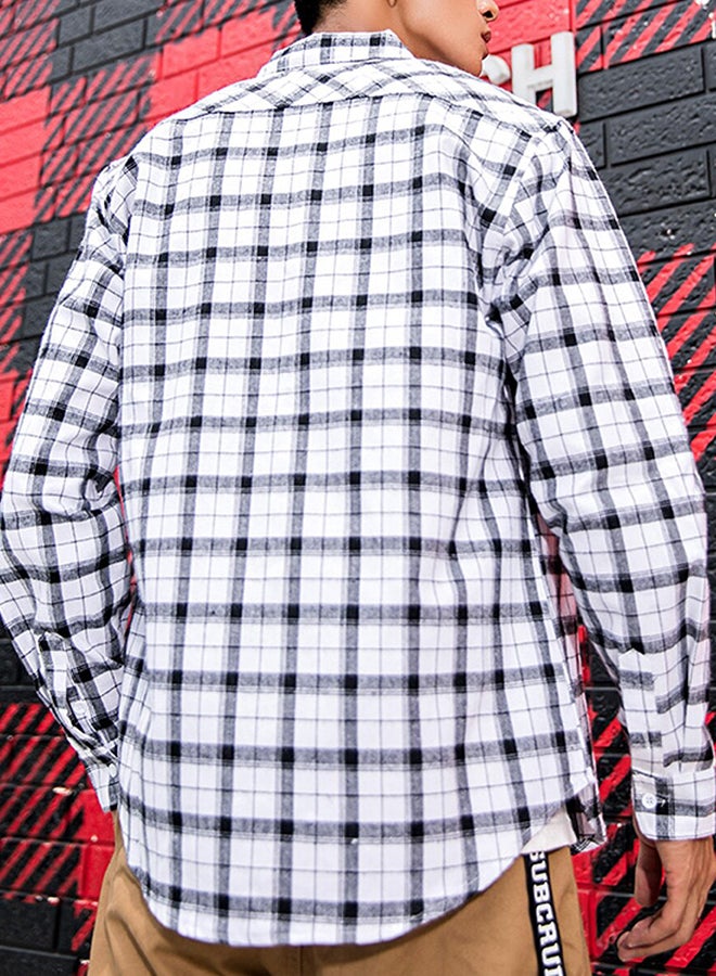 Collared Neck Long Sleeve Shirt White - Image 2