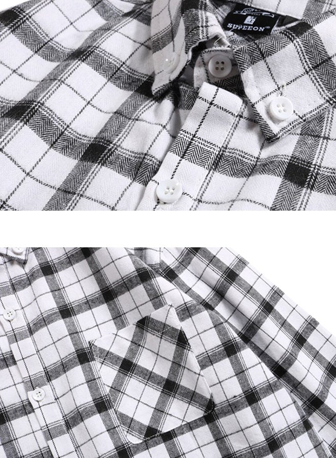 Collared Neck Long Sleeve Shirt White - Image 4