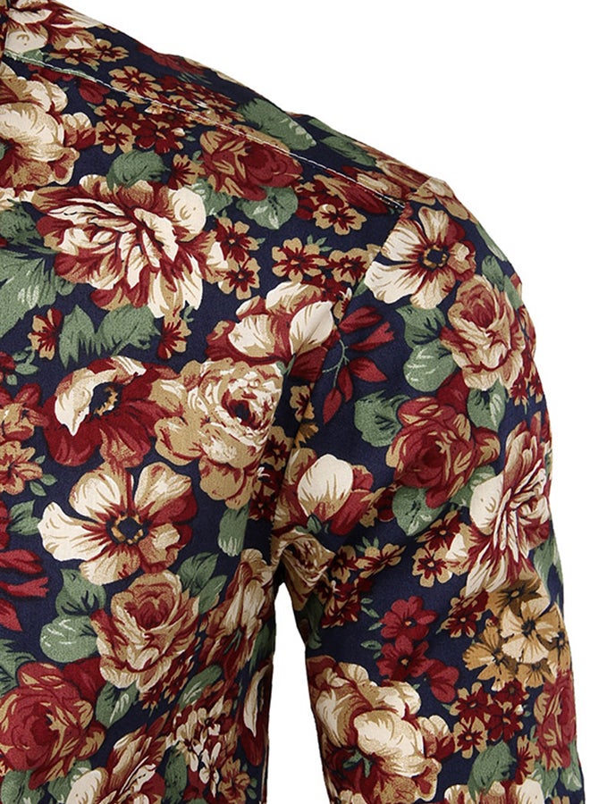 Collared Neck Long Sleeve Shirt Navy - Image 4