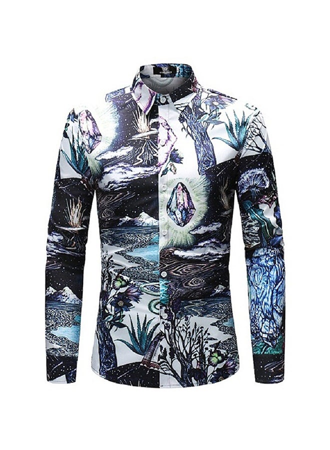 Collared Neck Long Sleeve Shirt Black - Image 1