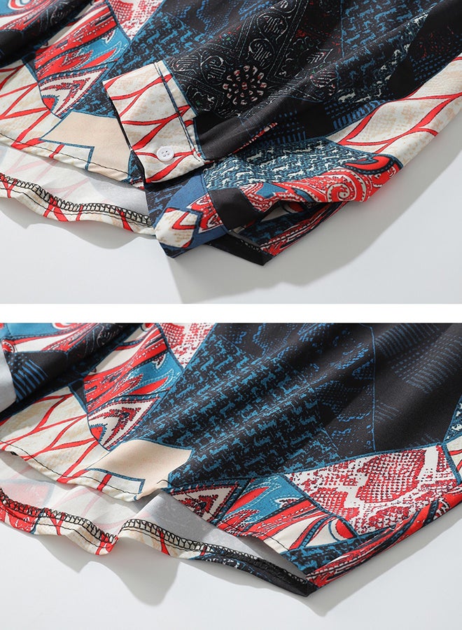 Floral Pattern Long Sleeves Collared Neck Shirt Multicolour  - Image 4