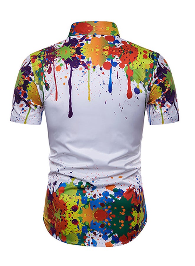 تيشيرت بأكمام قصيرة ورقبة بقبة أبيض - Image 2