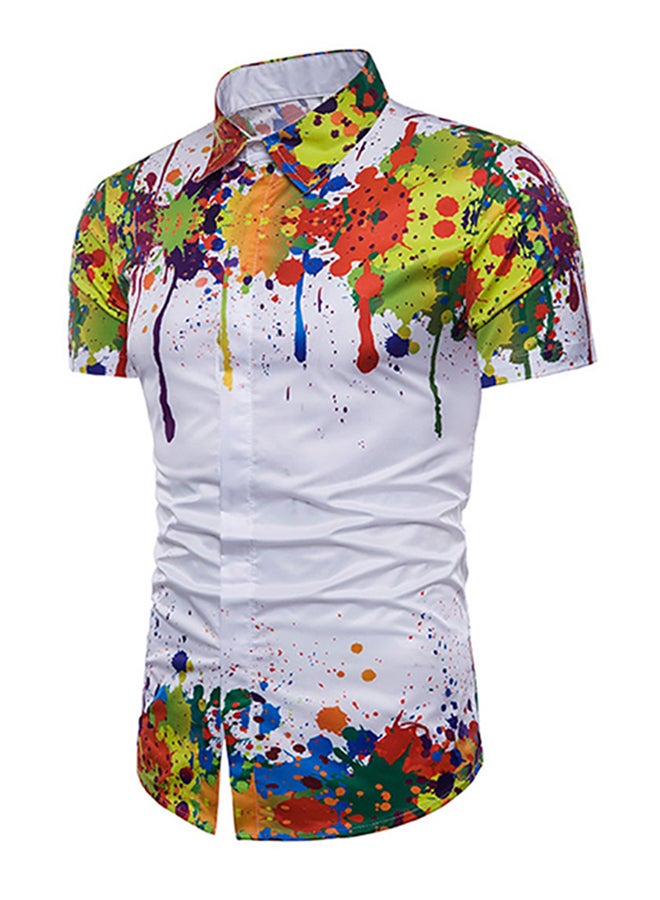 تيشيرت بأكمام قصيرة ورقبة بقبة أبيض - Image 3