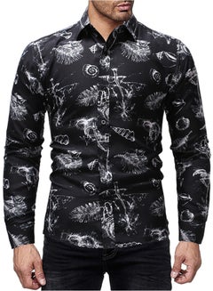 Generic Printed Long Sleeves Collared Neck Shirt Black/White  - Image 1