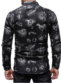 Generic Printed Long Sleeves Collared Neck Shirt Black/White  - Image 2