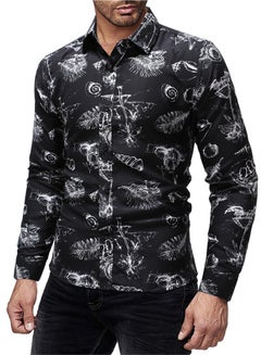Generic Printed Long Sleeves Collared Neck Shirt Black/White  - Image 3