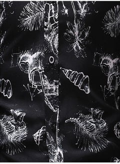 Generic Printed Long Sleeves Collared Neck Shirt Black/White  - Image 4