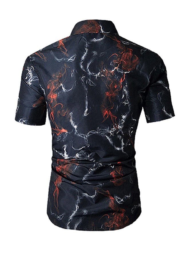 Collared Neck Short Sleeve Shirt Black - Image 2