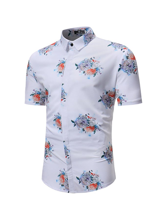 تيشيرت بأكمام قصيرة ورقبة بقبة أبيض - Image 3