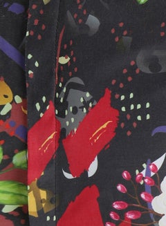 Generic Floral Patern Short Sleeves Collared Neck Shirt Black/Pink/Green  - Image 3