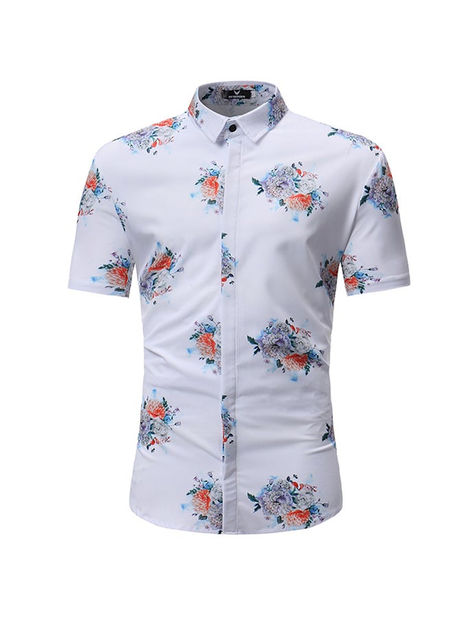 تيشيرت بأكمام قصيرة ورقبة بقبة أبيض - Image 1