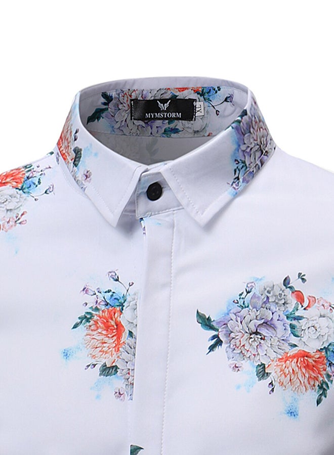 تيشيرت بأكمام قصيرة ورقبة بقبة أبيض - Image 4