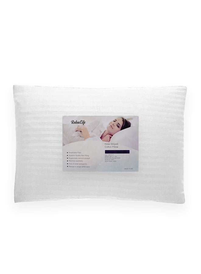 Rahalife Hotel Striped Pillow Cotton Blend White 48X74centimeter  - Image 2