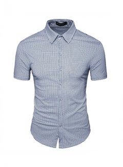 Generic Collared Neck Short Sleeve Shirt Blue  - Image 1