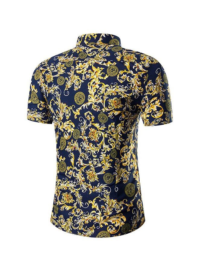 Collared Neck Short Sleeve Shirt Navy - Image 2