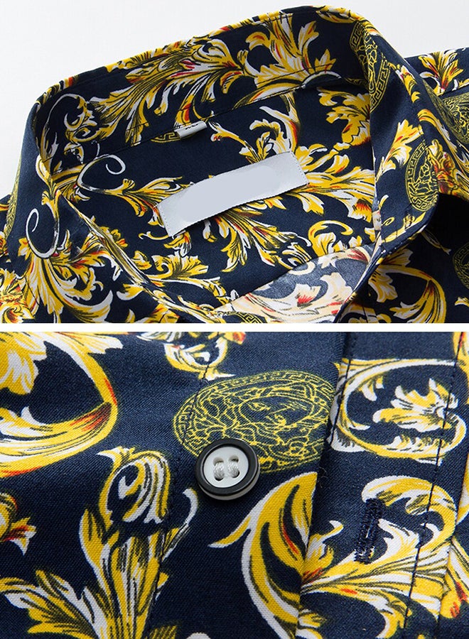Collared Neck Short Sleeve Shirt Navy - Image 3