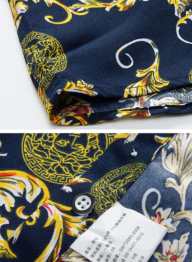 Collared Neck Short Sleeve Shirt Navy - Image 4
