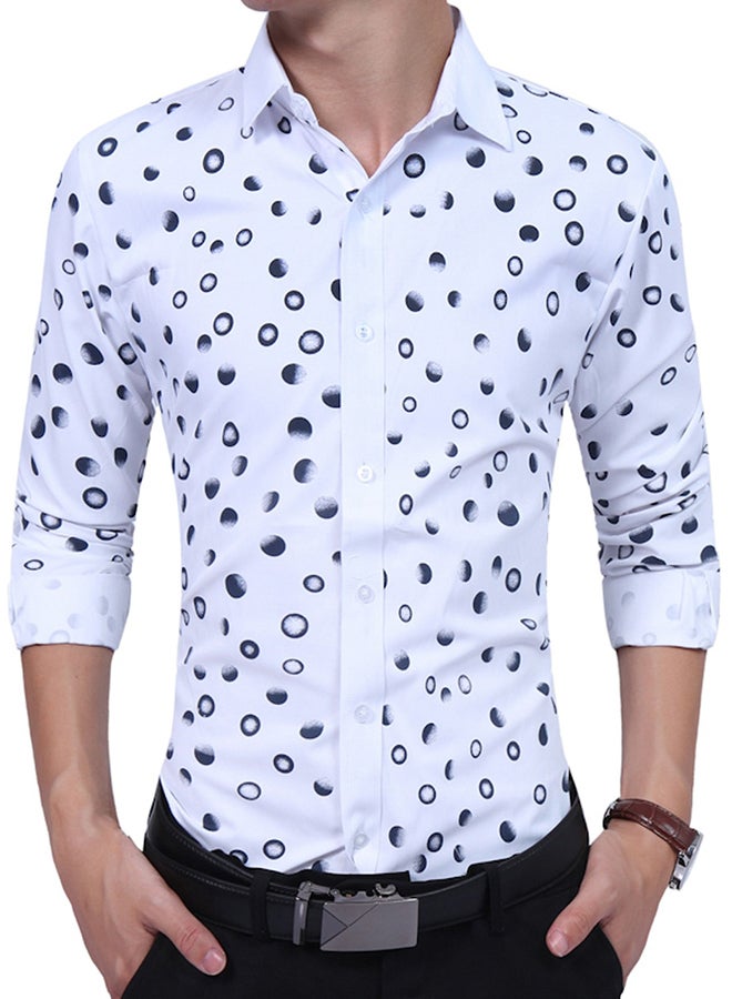 Collared Neck Long Sleeve Shirt Blue  - Image 1