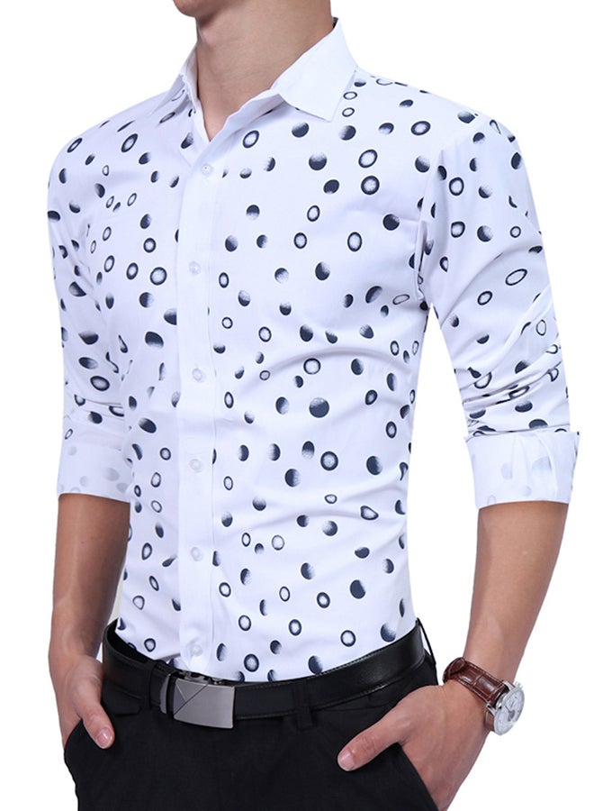 Collared Neck Long Sleeve Shirt Blue  - Image 3