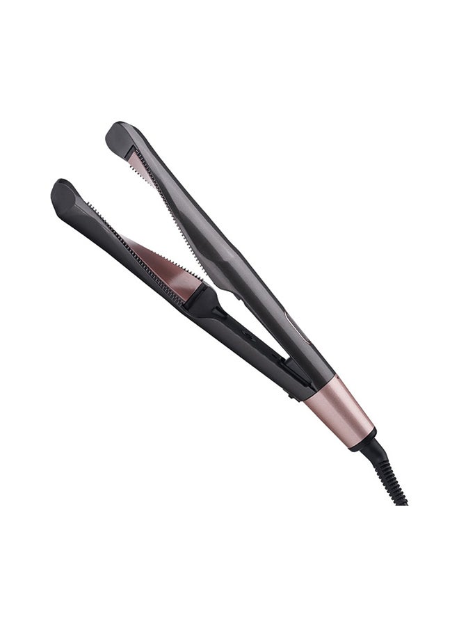 جهاز كي شعر 2 في 1 من التورمالين والسيراميك بتصميم ملتوٍ أسود - Image 1