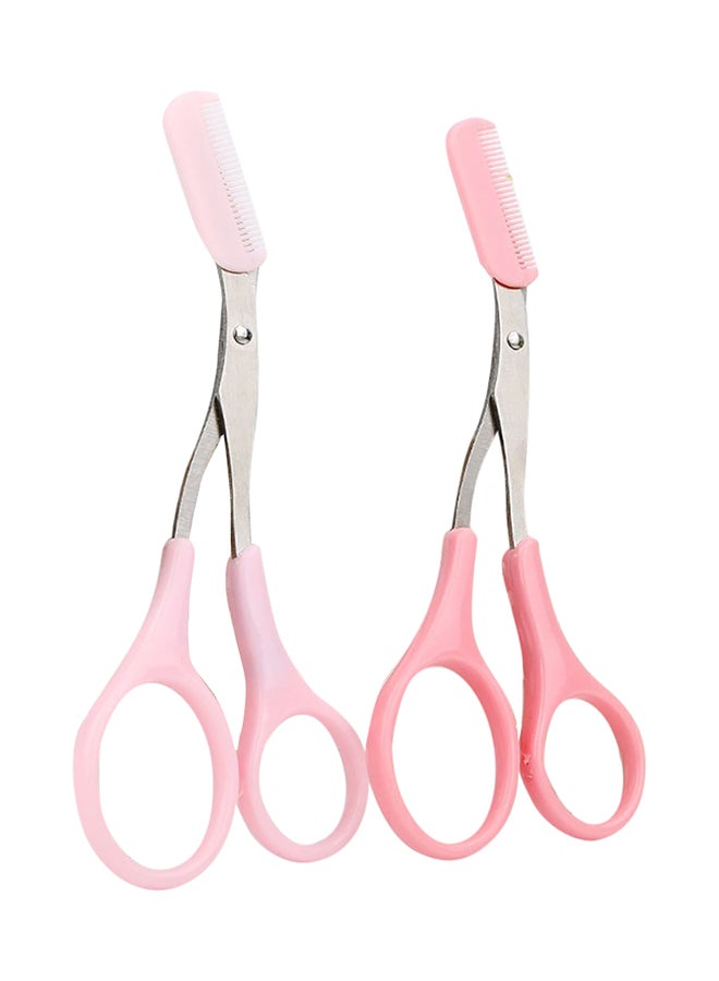 Generic 2-Piece Portable Beard & Eyebrow Scissor Set Pink 25grams  - Image 1