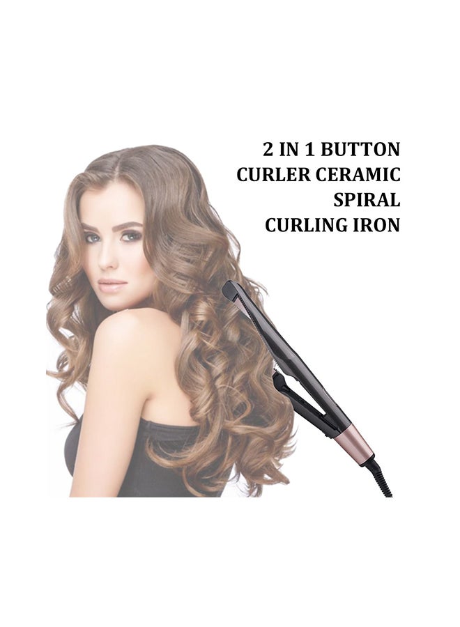 جهاز كي شعر 2 في 1 من التورمالين والسيراميك بتصميم ملتوٍ أسود - Image 4