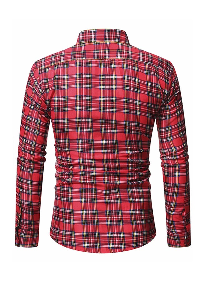 Plaid Detail Long Sleeves Shirt Red - Image 2