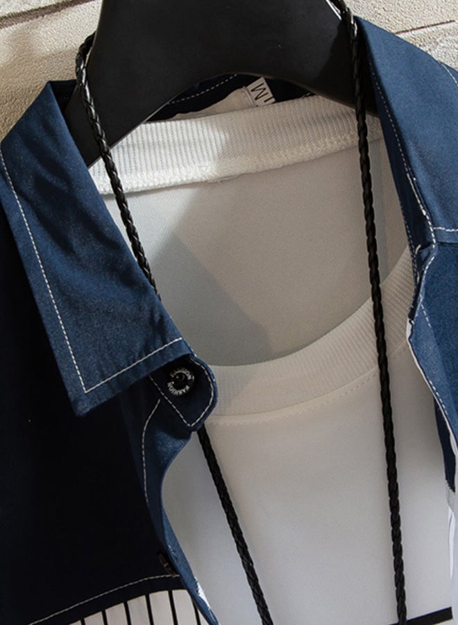 Striped Long Sleeves Shirt White/Blue - Image 3