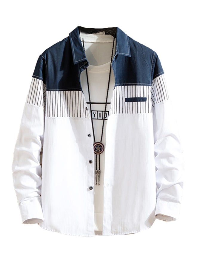 Striped Long Sleeves Shirt White/Blue - Image 1