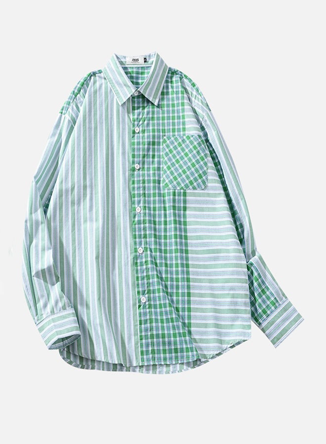 Checkered Long Sleeves Shirt Green - Image 1