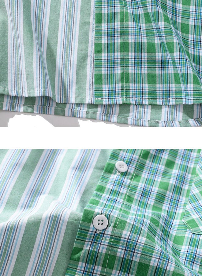 Checkered Long Sleeves Shirt Green - Image 3
