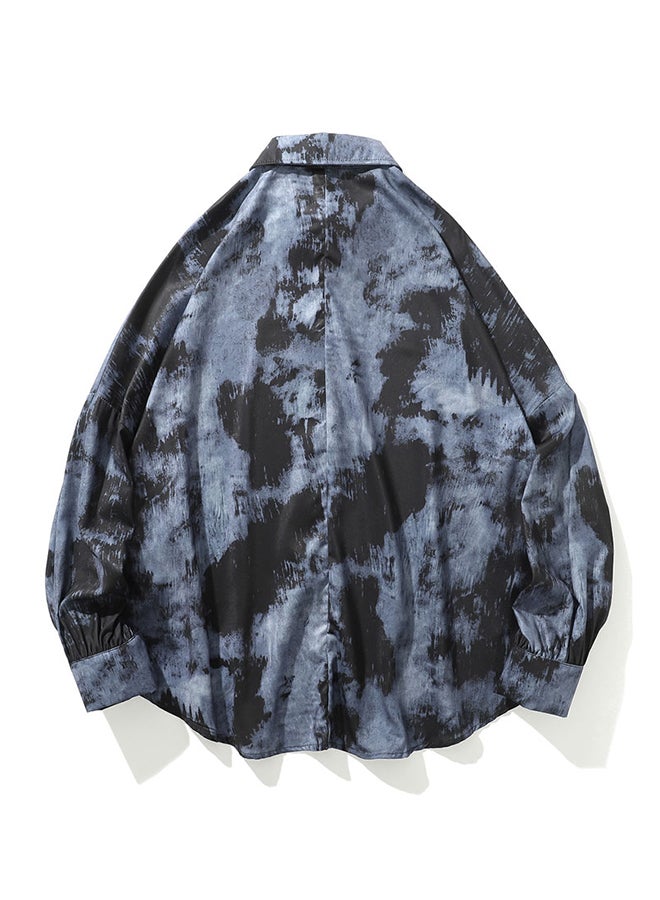 Printed Long Sleeves Shirt Black/Blue - Image 2