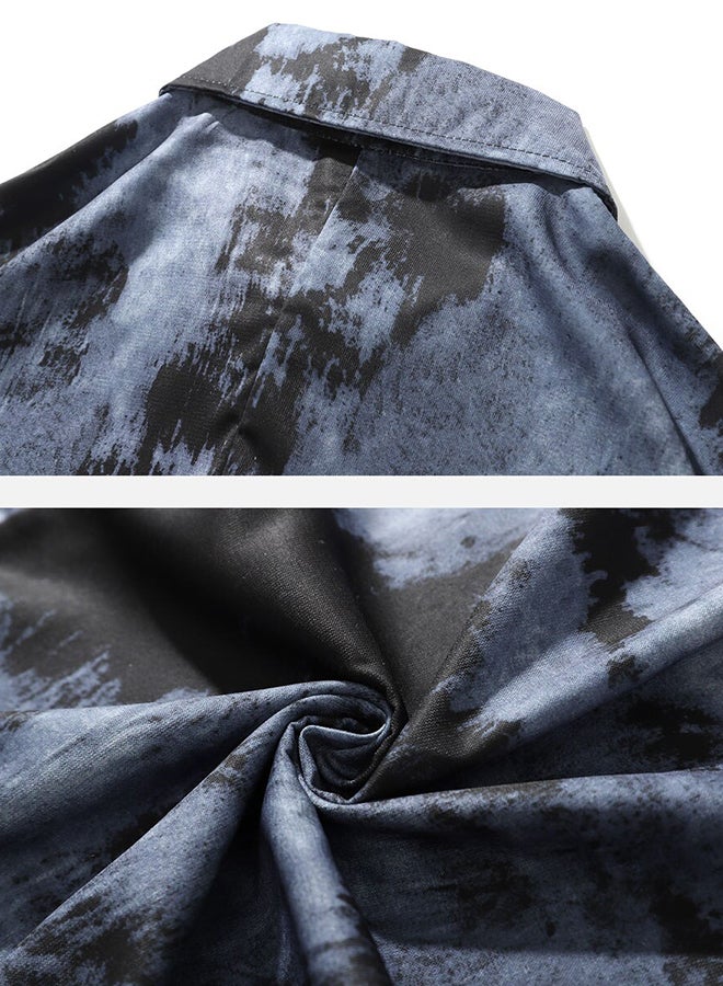 Printed Long Sleeves Shirt Black/Blue - Image 4