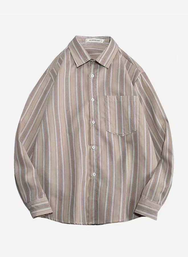 Printed Synthetic Shirt Beige  - Image 1