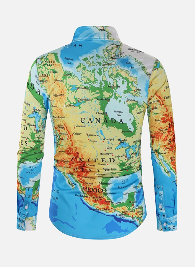 Map Printed Long Sleeves Shirt Multicolour - Image 2