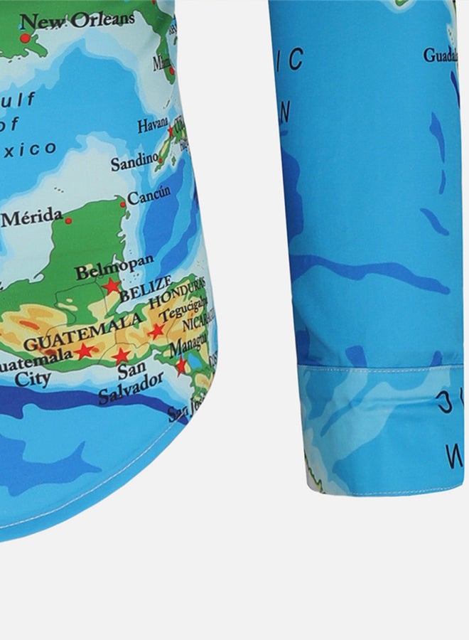 Map Printed Long Sleeves Shirt Multicolour - Image 4