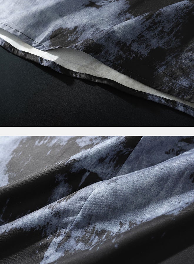 Printed Long Sleeves Shirt Black/Blue - Image 3