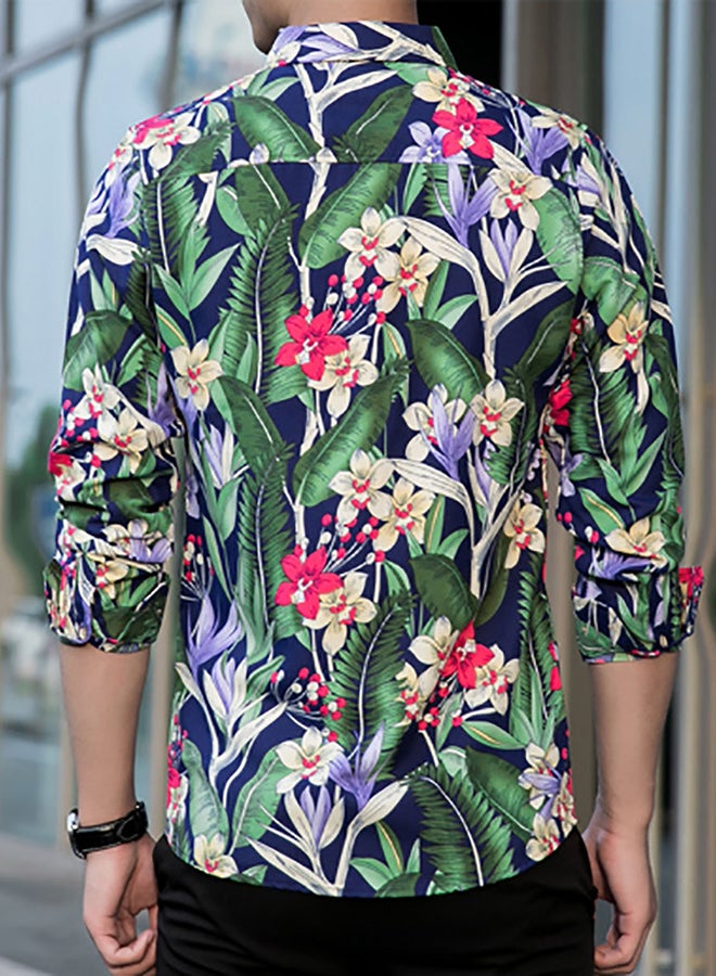 Printed Synthetic Shirt Black/Green/White - Image 2