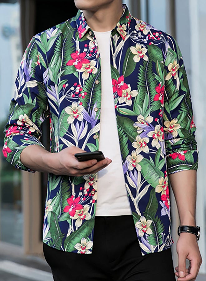 Printed Synthetic Shirt Black/Green/White - Image 3