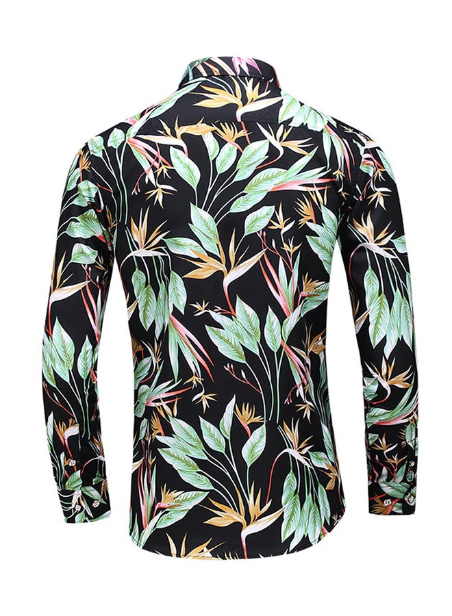 Printed Synthetic Shirt Black/Green/Yellow - Image 2