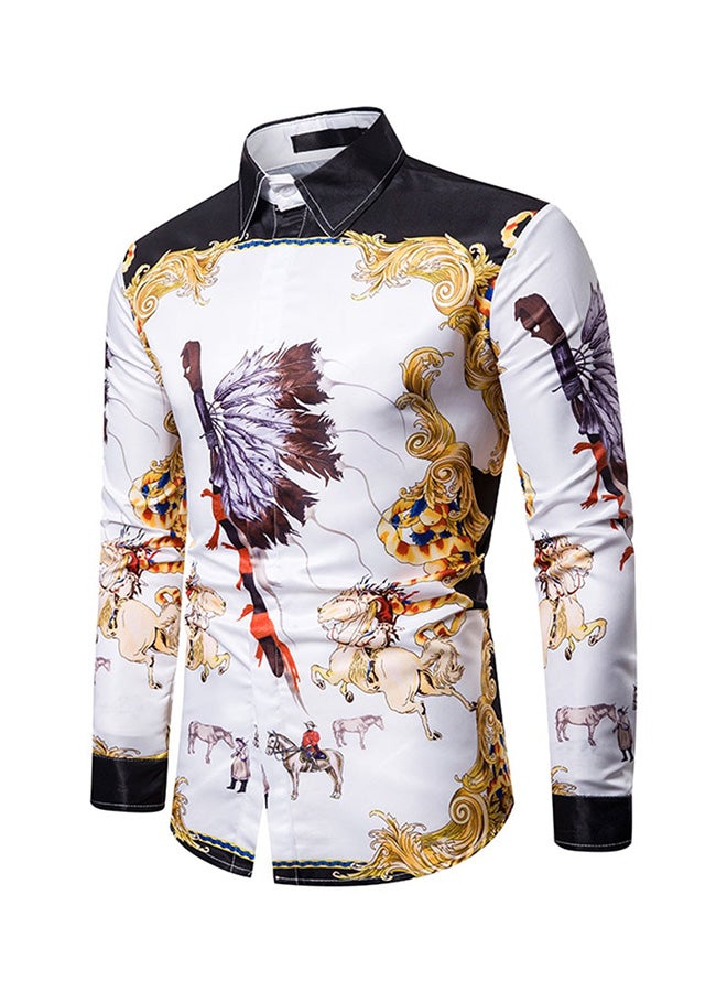 Printed Synthetic Shirt Black/Yellow/White - Image 3