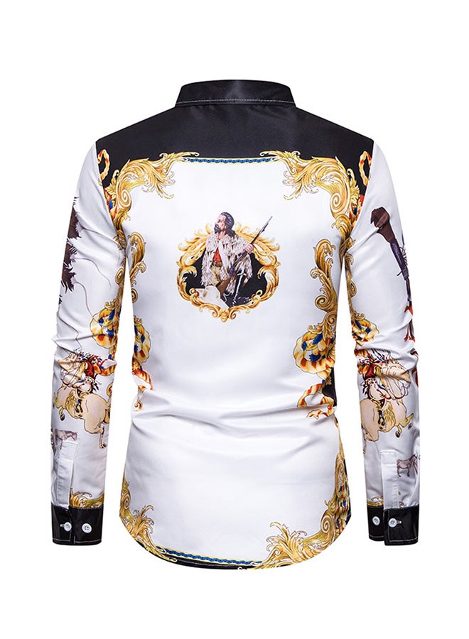 Printed Synthetic Shirt Black/Yellow/White - Image 2