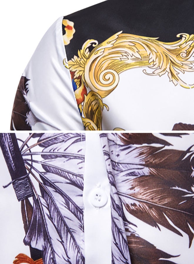 Printed Synthetic Shirt Black/Yellow/White - Image 4