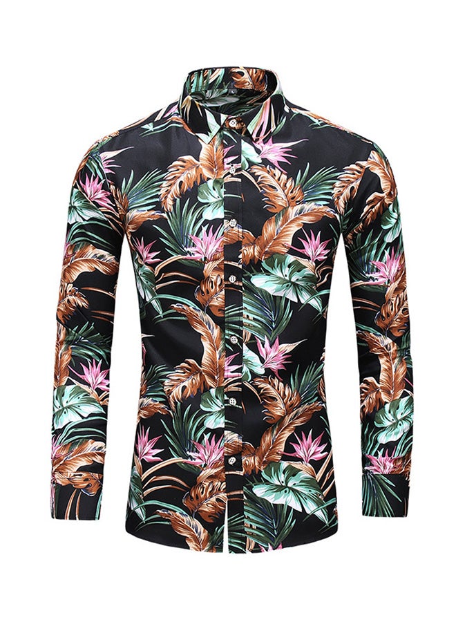 Printed Synthetic Shirt Black/Green/Pink - Image 1