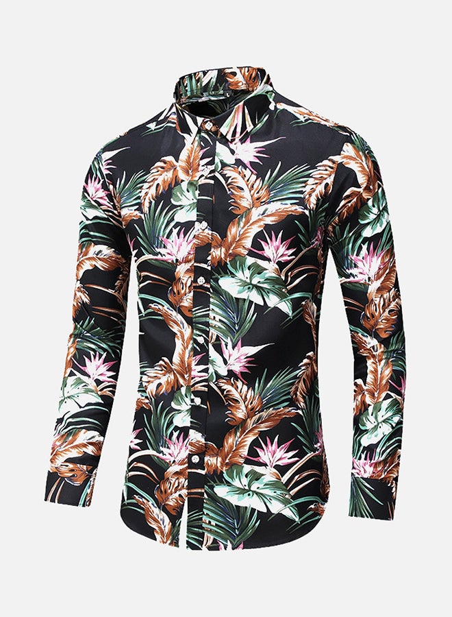 Printed Synthetic Shirt Black/Green/Pink - Image 3