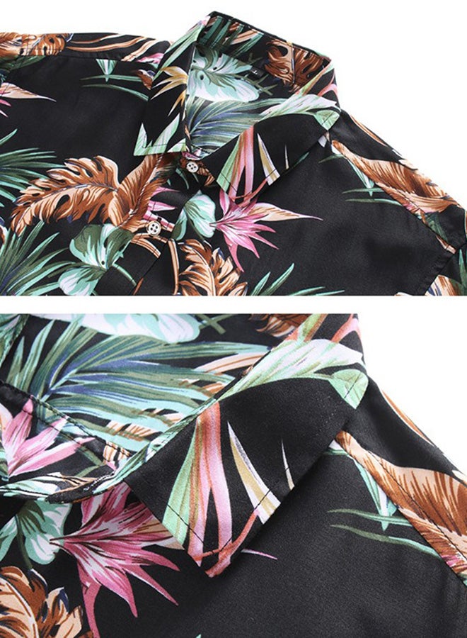 Printed Synthetic Shirt Black/Green/Pink - Image 4