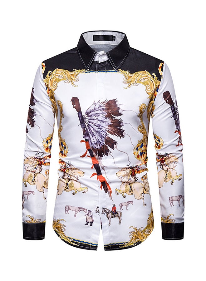 Printed Synthetic Shirt Black/Yellow/White - Image 1